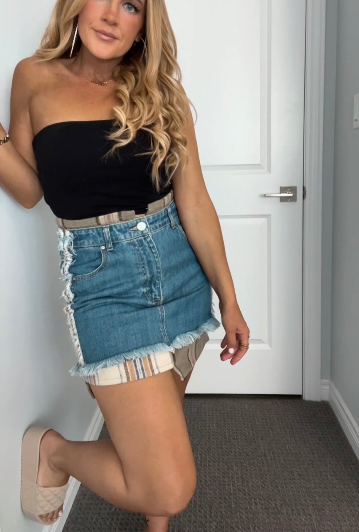 Miriam Denim Plaid Skirt