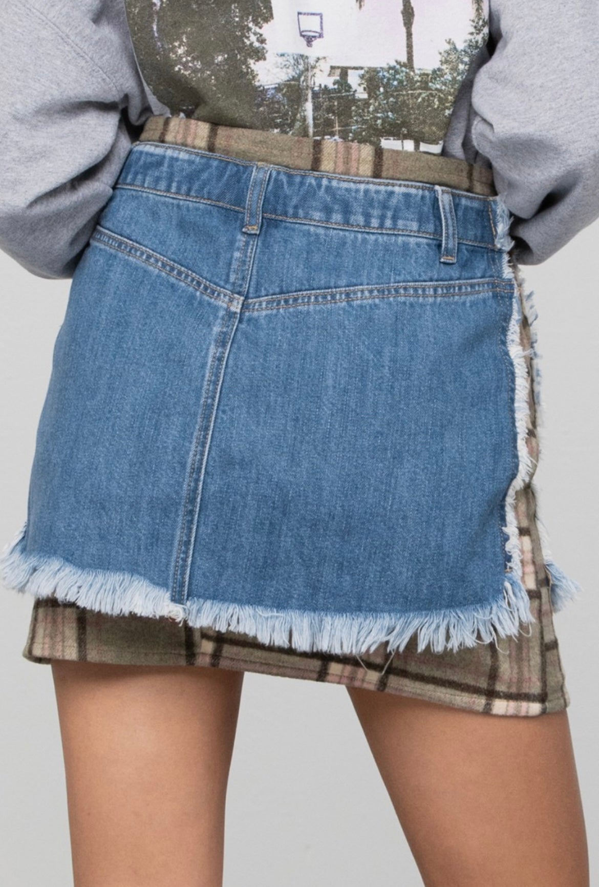 Miriam Denim Plaid Skirt