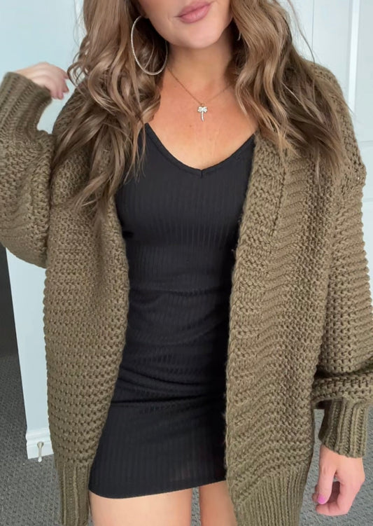 Olive Chunky Cardigan